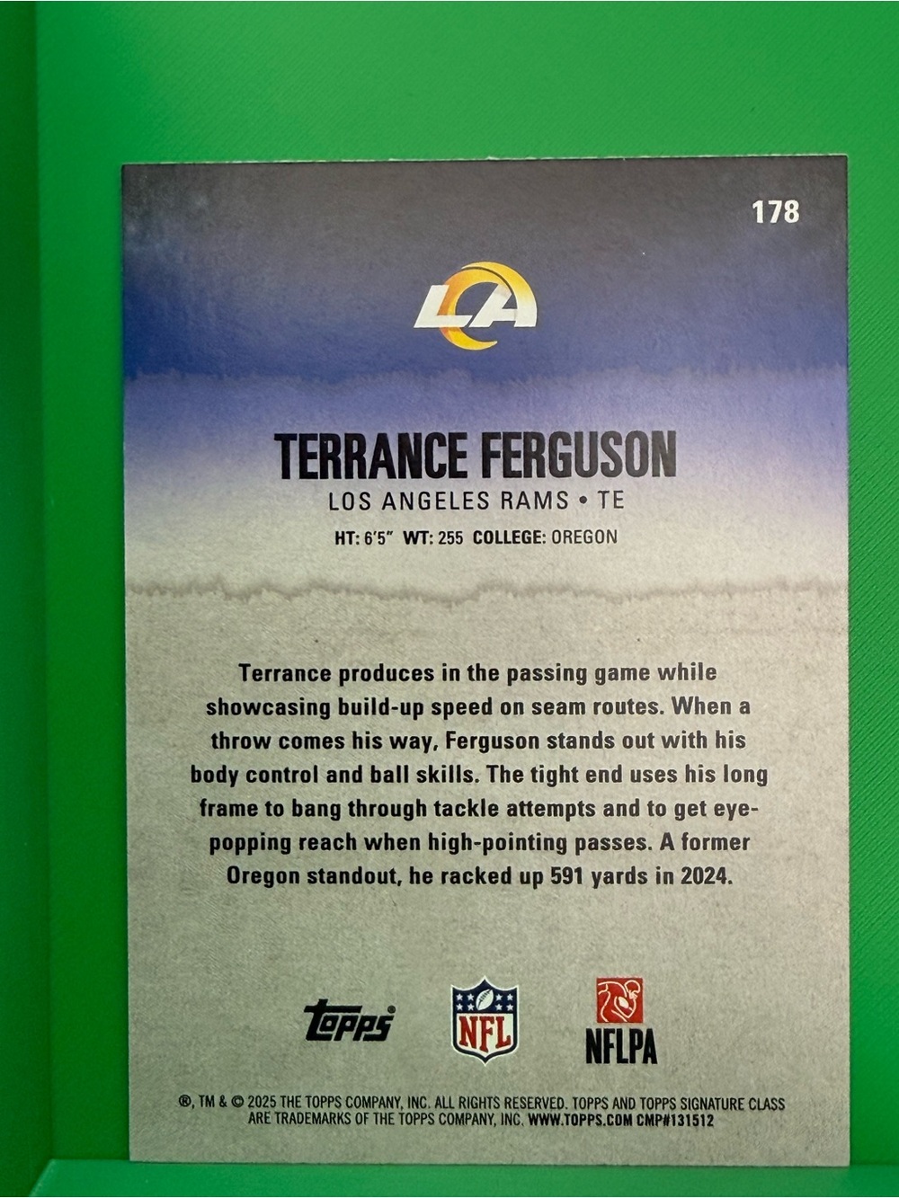 Topps Rams Blue Yellow Football Trading Card - Picture 2 of 2